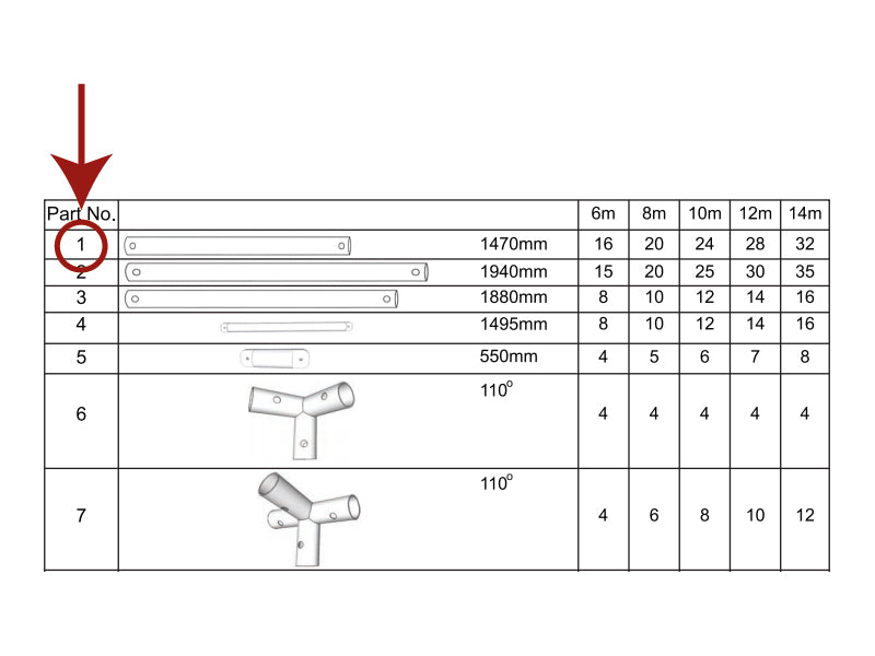 Tube pour toit, Ø38mm, 1470mm