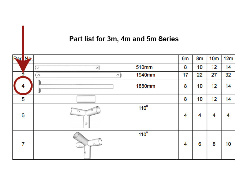Pied porteur, Ø38mm, 1880mm