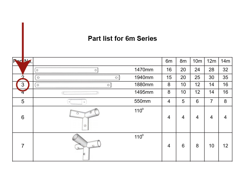 Pied porteur, Ø38mm, 1880mm