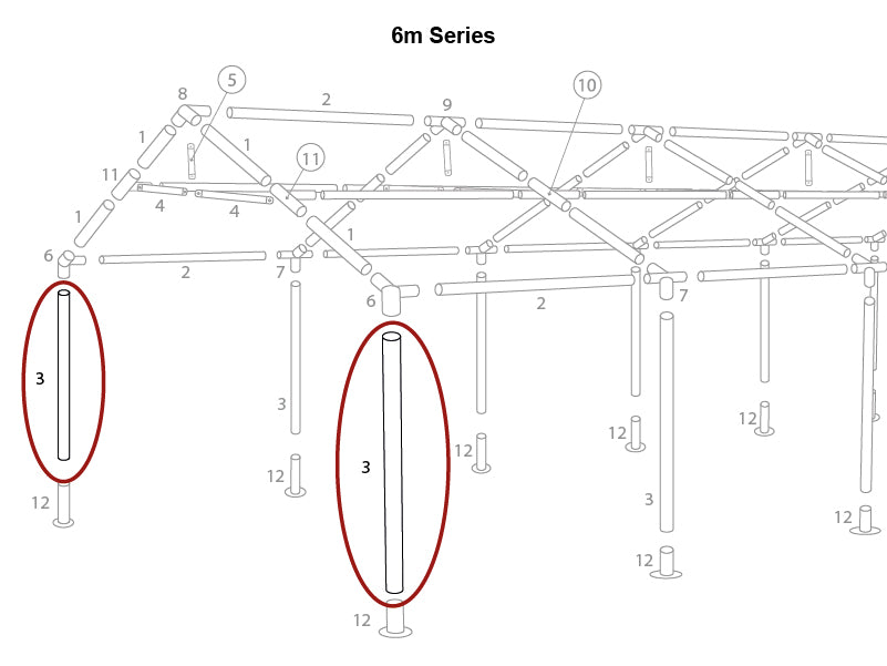 Pied porteur, Ø38mm, 1880mm