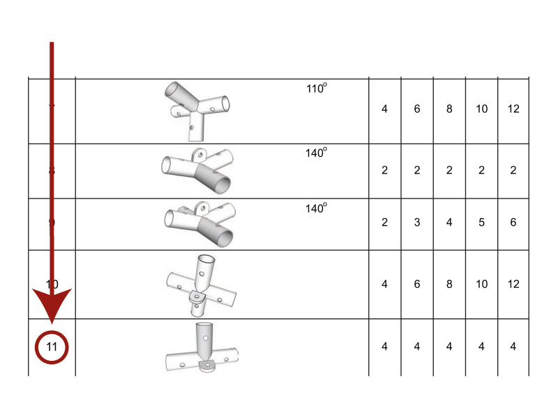 3 polių tvirtinimas, Ø42mm, 375x250mm