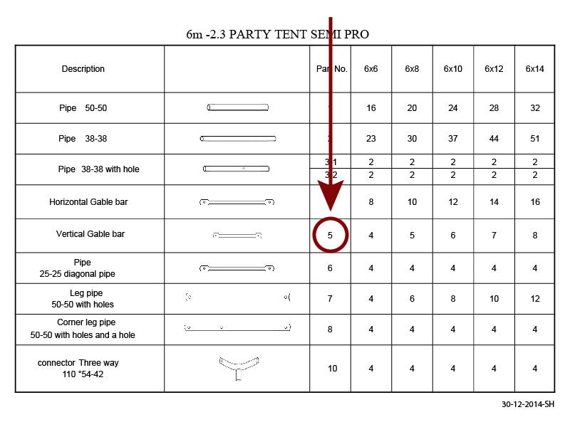Uspravna spojna greda, Ø25 mm, 550 mm