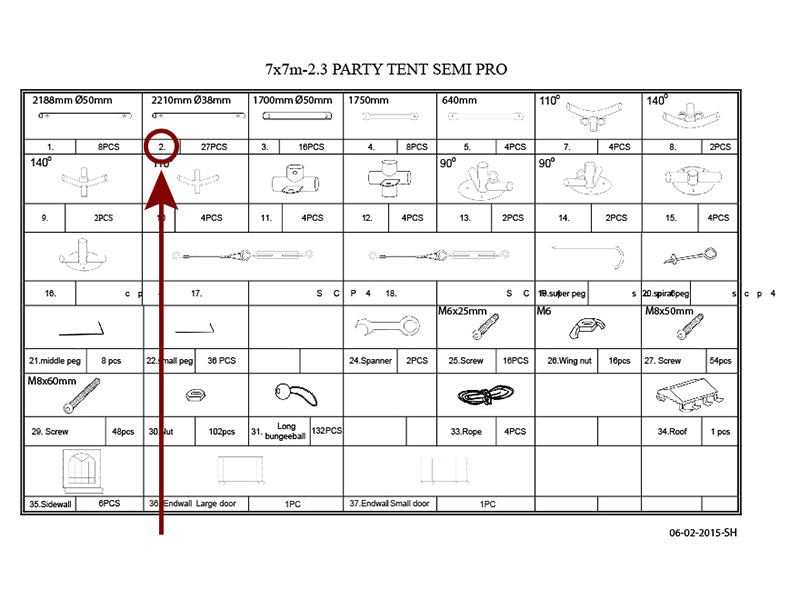 Tubo per il tetto, Ø38mm, 2210mm
