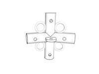 4-ways connector, Ø42+Ø54 mm, 140°