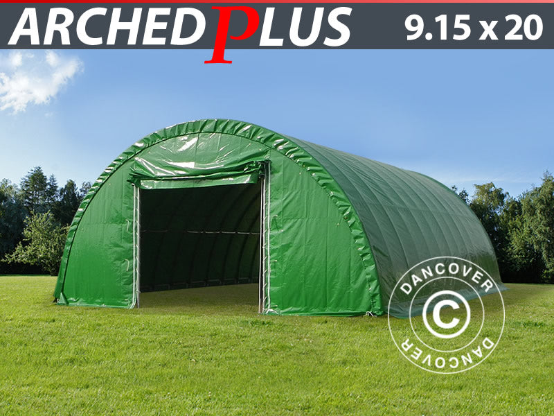 Arkinės palapinės 9,15x20x4,5m, PVC, Zalia