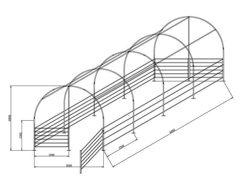 Carpa para ganado 3x6x2,8m, PVC, Verde