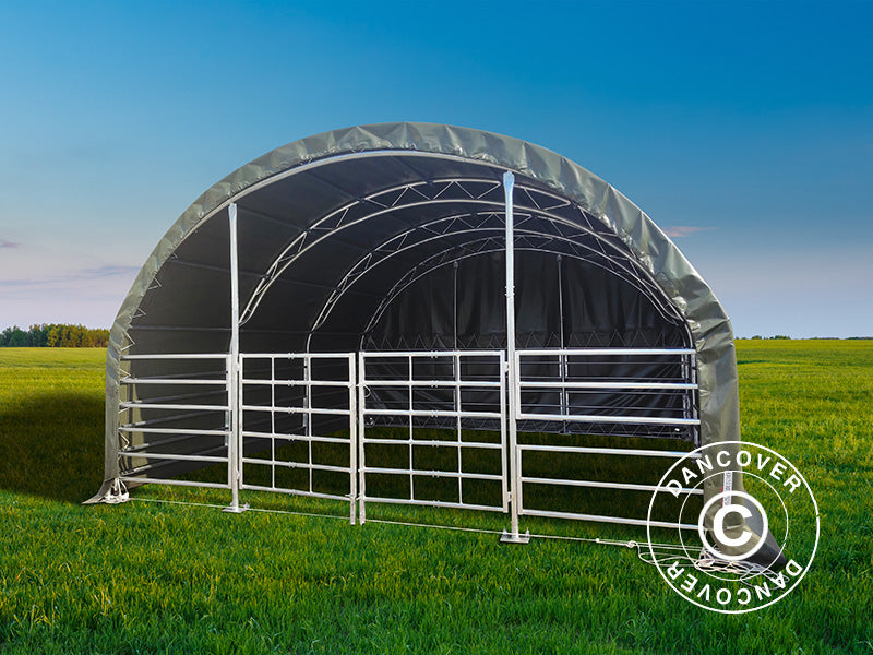Capannone per bestiame Truss 6x6x3,7m, PVC, Verde