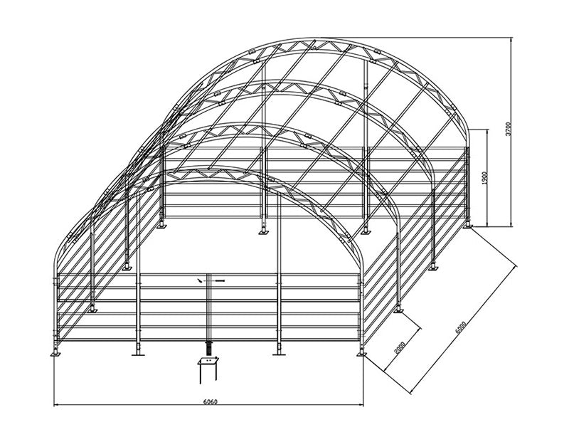 Mājlopu novietne Kopņu 6x6x3,7m, PVC, Zaļa