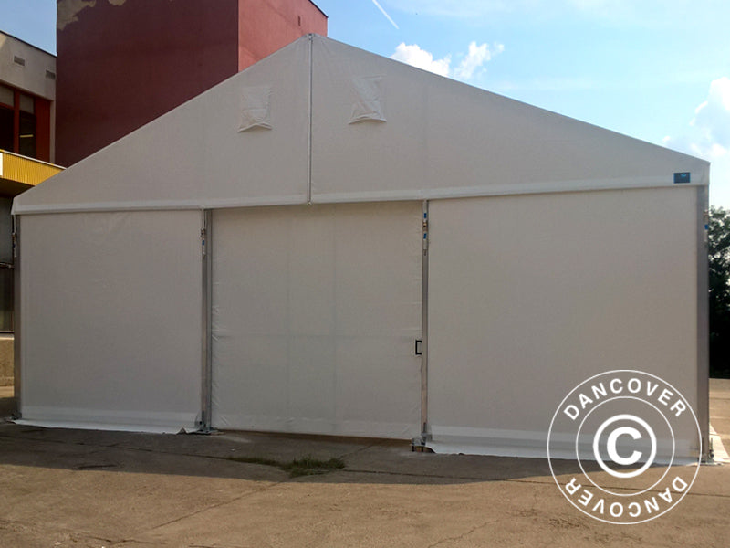 Pramoninės sandėliavimo patalpos Alu 10x10x4,52m w/sliding gate, PVC, Balta