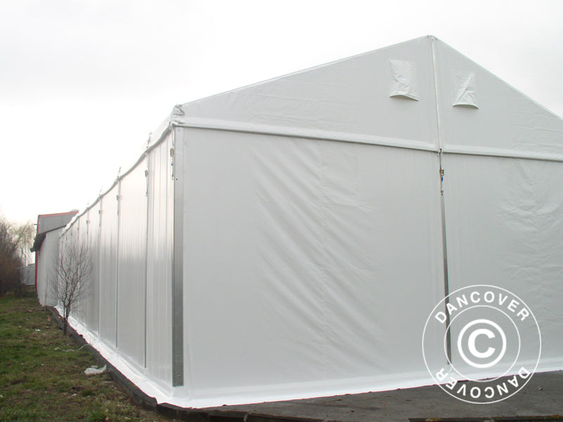 Industrielle Lagerhalle Alu 12x25x5,92m mit Schiebetor, PVC, weiß
