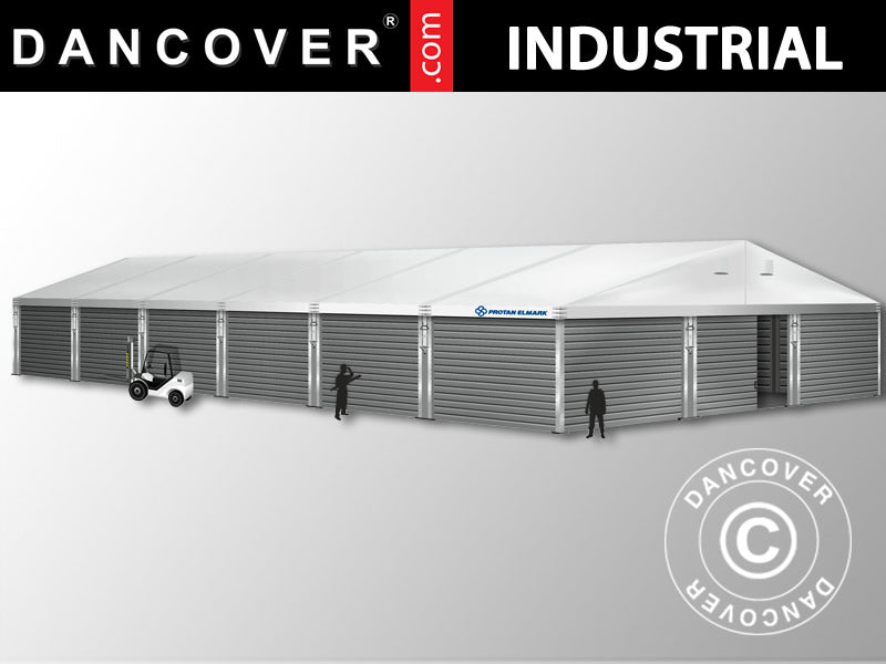 Rūpniecības Noliktavas Halle Alu 15x30x6,53m ar bīdāmiem vārtiem, PVC/Metāls, Balta