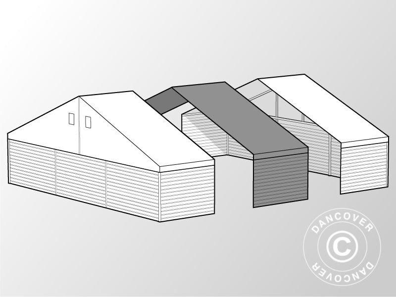 Uitbreiding voor industriële opslaghal Alu, PVC/Metaal 15x15x6,03, 5m, Wit