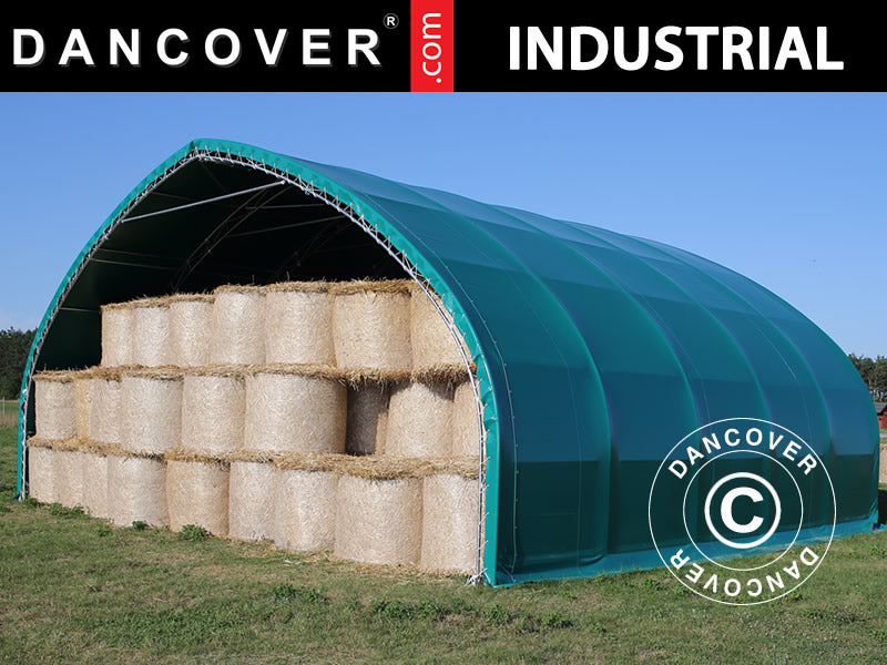 Storage shelter, arched tent 10x15x5.54 m w/sliding gate, PVC, Green