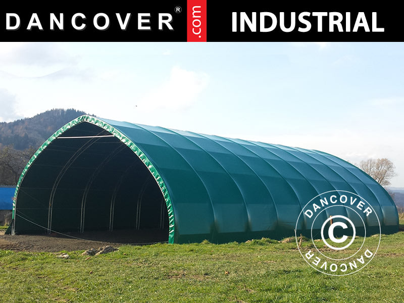 Tente de stockage, tunnel agricole 12x16x5,88m avec porte coulissante, PVC, Vert