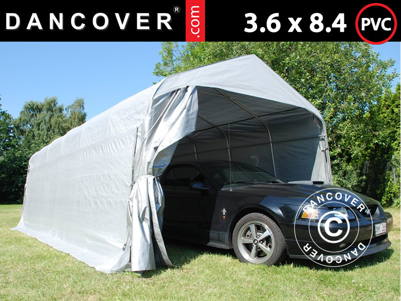 zelt garagen Zeltgarage PRO 3,6x8,4m Grau – Große Auswahl bei Dancover Zeltgestell:Zeltgestell weiß Große Taschen, Multi-Tools, Zeltheringe, Porsche 987 Boxster