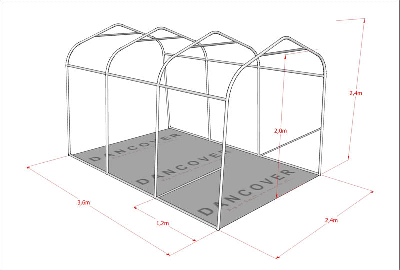 Lagerzelt PRO 2,4x3,6x2,34m PE, Grau