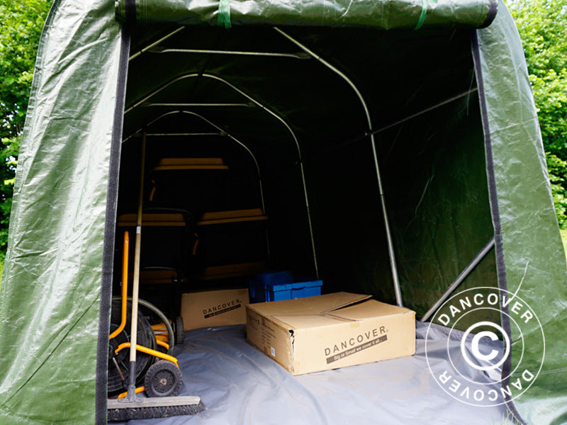 Noliktavas telts PRO 2x3x2m PE, ar zemes pārklāju, Zaļš/Pelēks