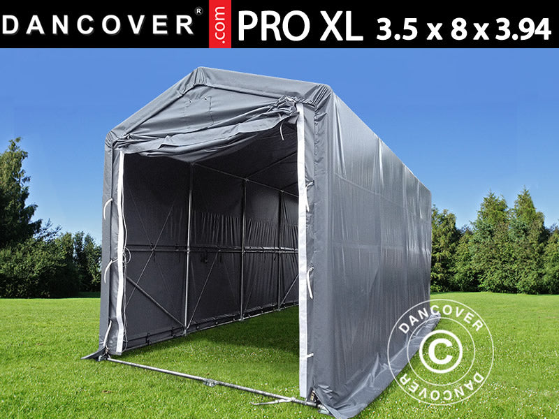 Sandėliavimo palapinė PRO XL 3,5x8x3,3x3,94m, PVC, Pilka