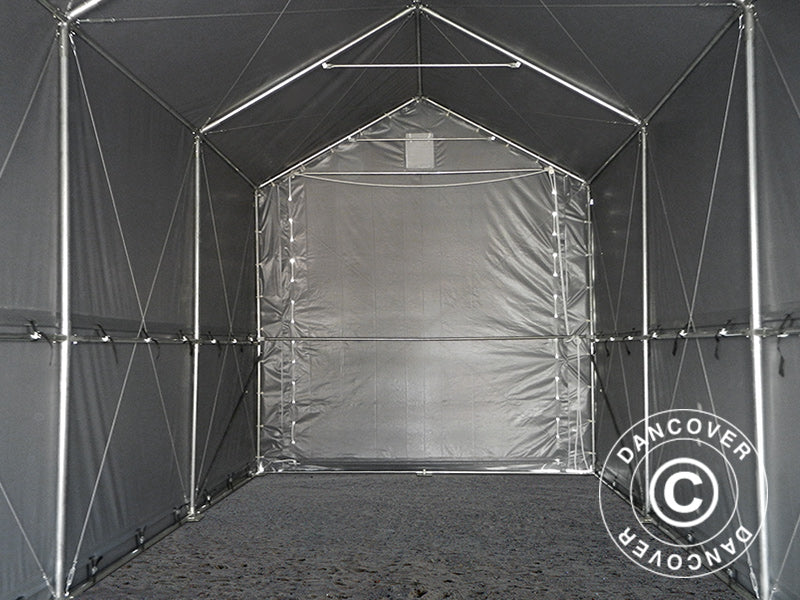 Noliktavas telts PRO XL 4x10x3,5x4,59m, PVC, Pelēks