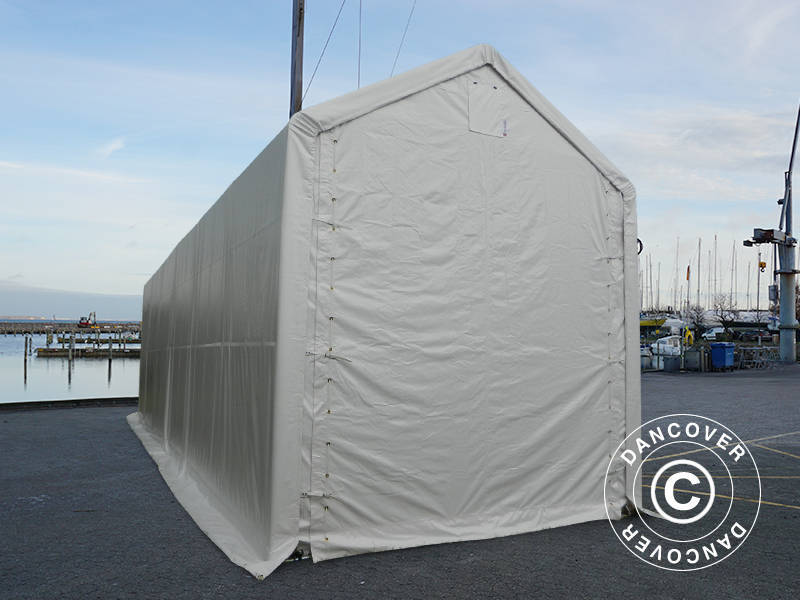 Noliktavas telts PRO XL 4x12x3,5x4,59m, PVC, Balts