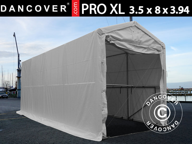 Sandėliavimo palapinė PRO XL 3,5x8x3,3x3,94m, PVC, Balta