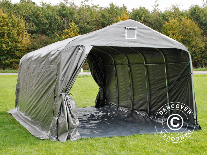 Zeltgarage PRO 3,6x6x2,7m PE mit Bodenplane, grau