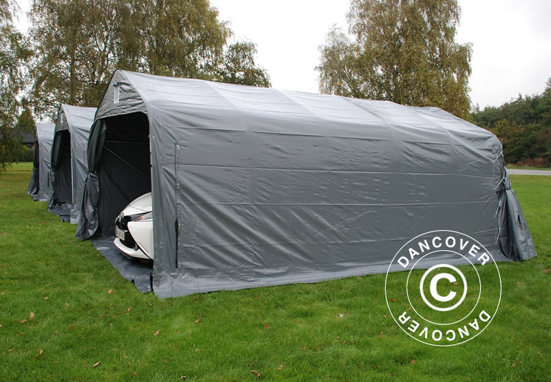 Zeltgarage PRO 3,6x6x2,7m PVC mit Bodenplane, grau