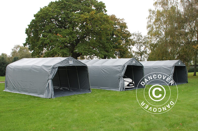 Portable garage PRO 3.6x7.2x2.68 m PVC with ground cover, Grey