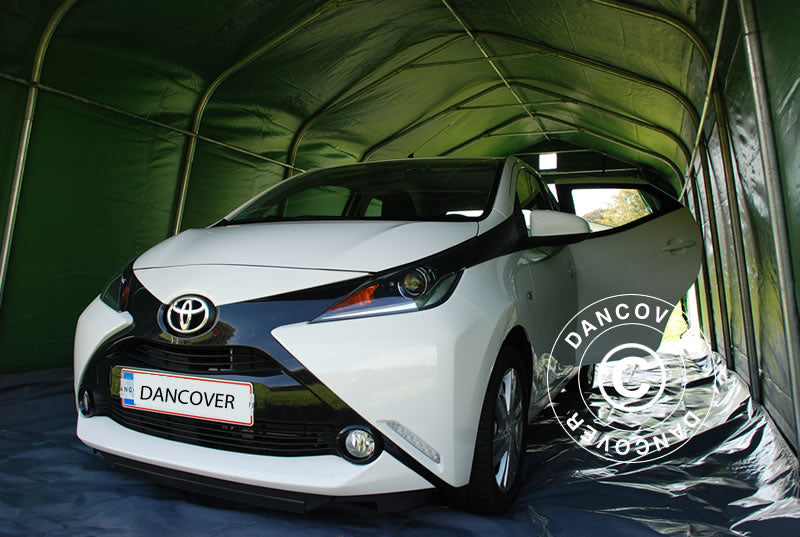 Zeltgarage PRO 3,6x7,2x2,68m PVC mit Bodenplane, Grün