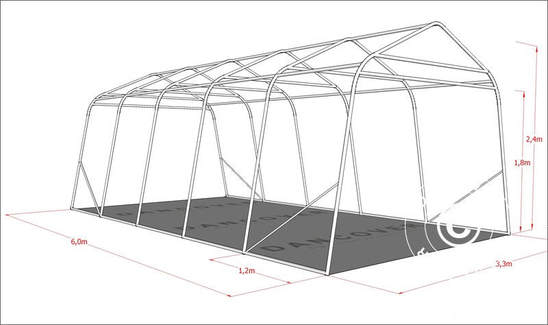 Livestock shelter 3.3x6x2.4 m , PVC, Green