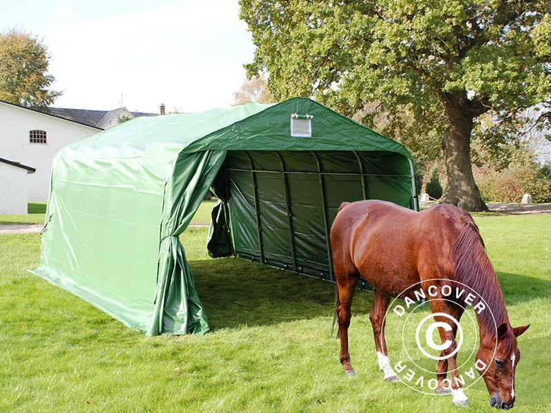 Livestock shelter 3.6x6x2.68 m, PVC, Green