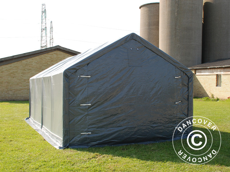 Storage shelter PRO 4x8x2x3.1 m, PVC, Grey