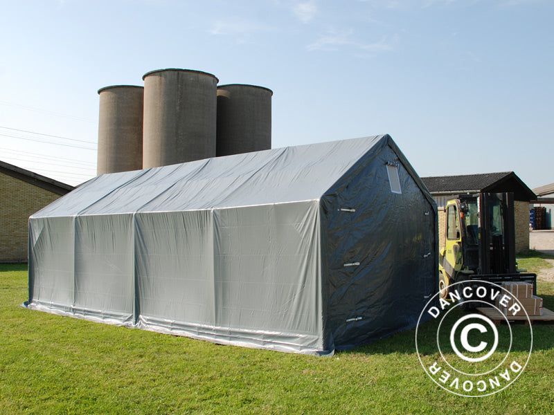 Lagerzelt PRO 4x8x2x3,1m, PVC, Grau