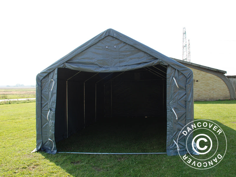 Lagerzelt PRO 4x8x2x3,1m, PVC, Grau