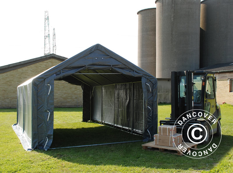 Storage shelter PRO 4x8x2x3.1 m, PVC, Grey