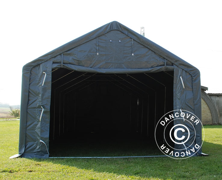 Opslagtent PRO 4x12x2x3,1m, PVC, Grijs