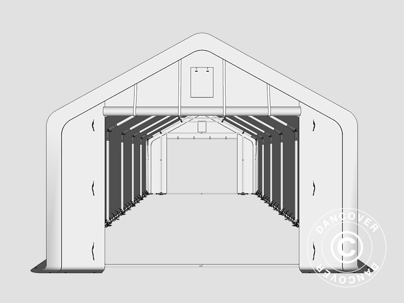 Storage shelter PRO 4x12x2x3.1 m, PVC, Grey