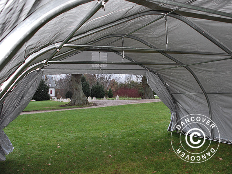 Pārvietojama dubulta Garāža 5,4x6x2,9m PVC, Pelēks