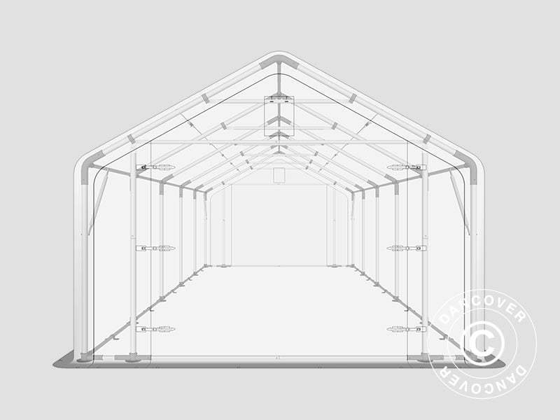 Storage shelter PRO 4x10x2x3.1 m, PVC, Grey