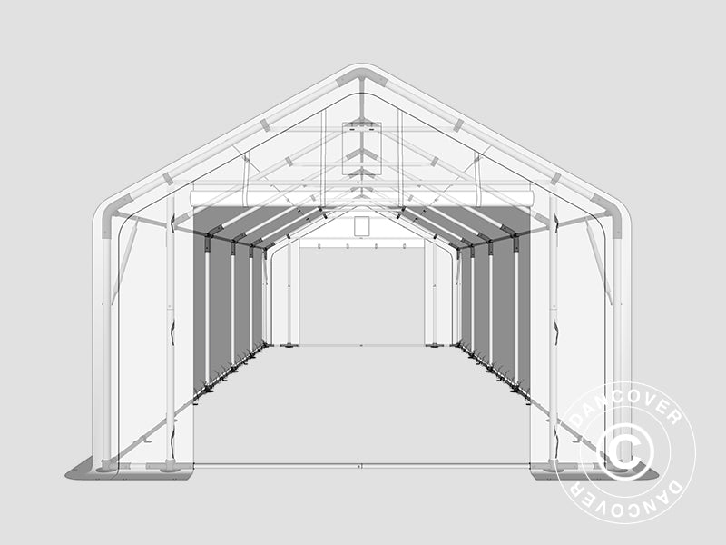 Storage shelter PRO 4x10x2x3.1 m, PVC, Grey
