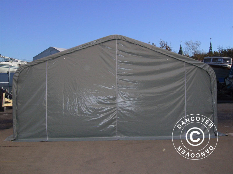 Pressutalli PRO 6x18x3,7m PVC kattopaneelilla, Harmaa