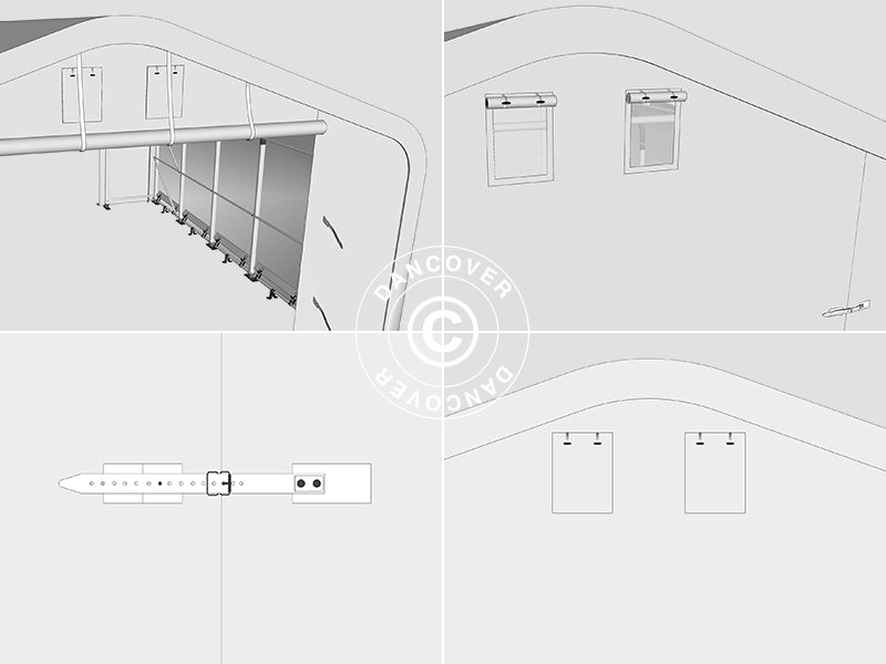 Skladišni šator PRO 6x18x3,7m PVC sa svodnim panelom, Zelena