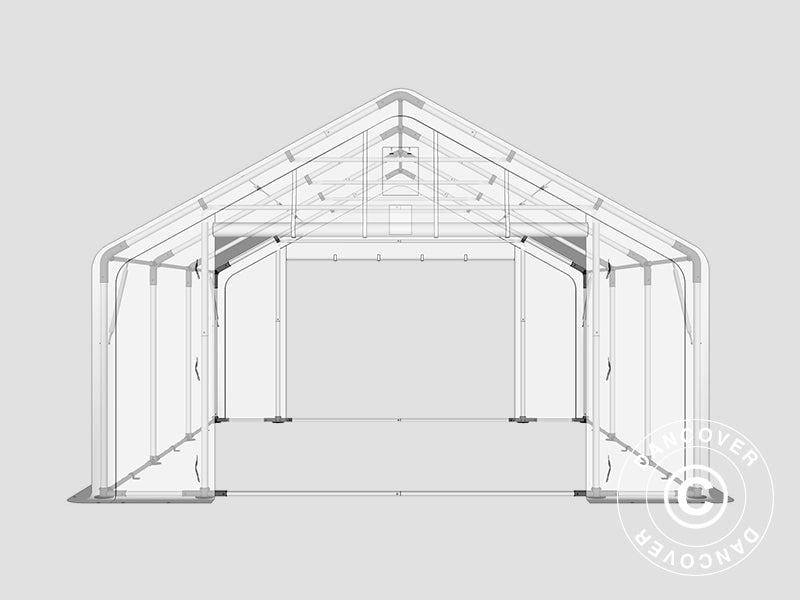 Storage shelter PRO 5x6x2x3.39 m, PVC, Grey