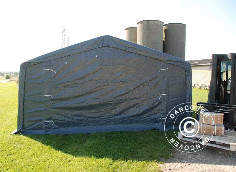 Storage shelter PRO 5x8x2x3.39 m, PVC, Grey