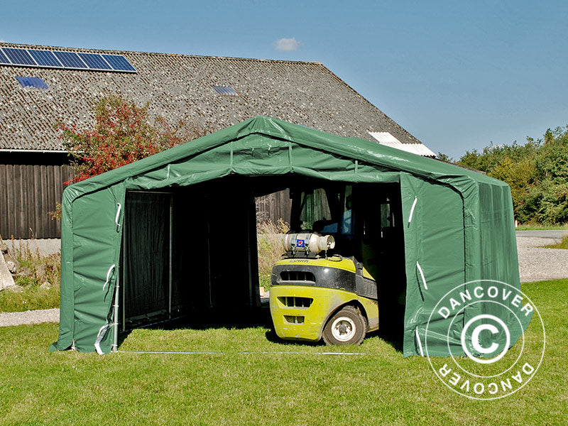 Storage shelter PRO 5x8x2x3.39 m, PVC, Green