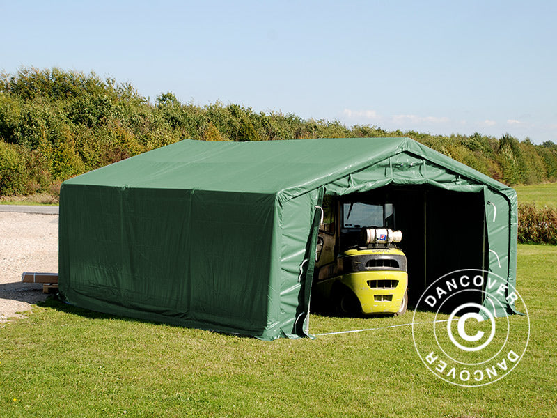 Storage shelter PRO 5x8x2x3.39 m, PVC, Green