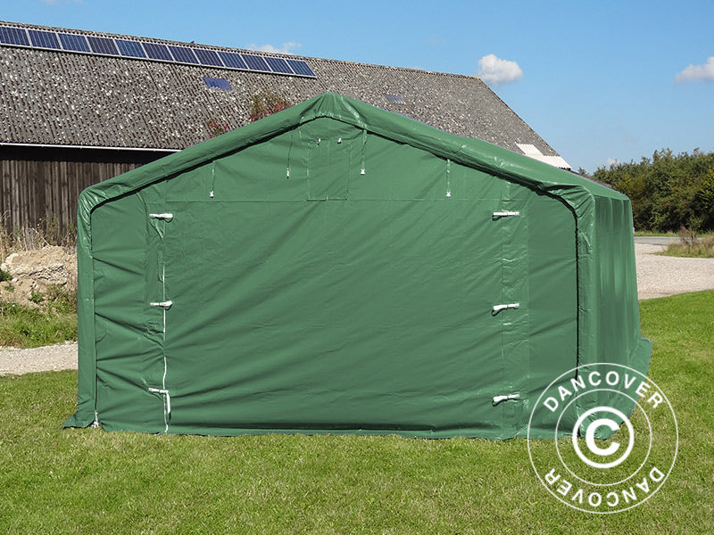 Lagerzelt PRO 5x8x2,5x3,89m, PVC, Grün