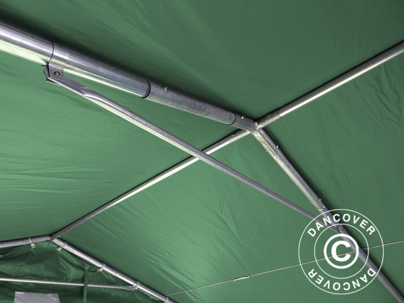 Carpa grande de almacén PRO 5x8x2,5x3,89m, PVC, Verde