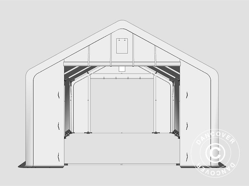 Carpa grande de almacén PRO 5x8x2,5x3,89m, PVC, Verde