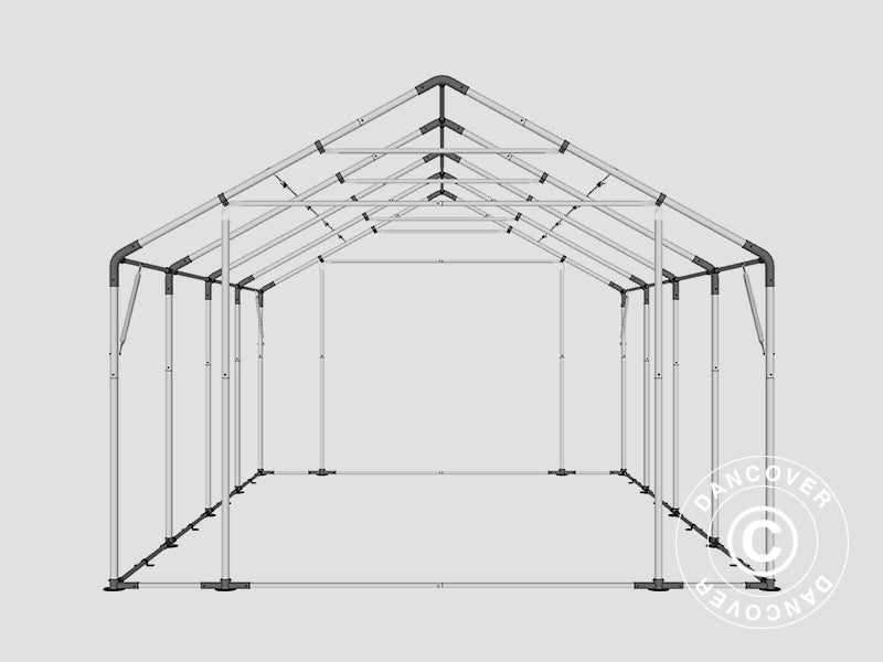 Carpa grande de almacén PRO 5x8x2,5x3,89m, PVC, Verde